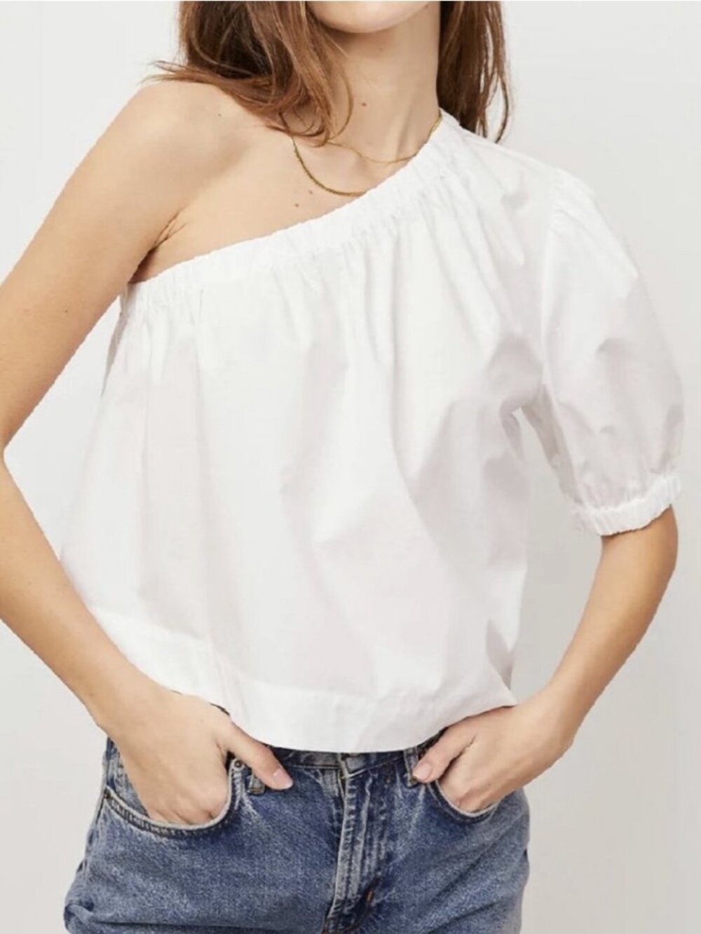 NEW Rails Jayla One Shoulder White Top Size Med Elastic Sleeve & Neckline